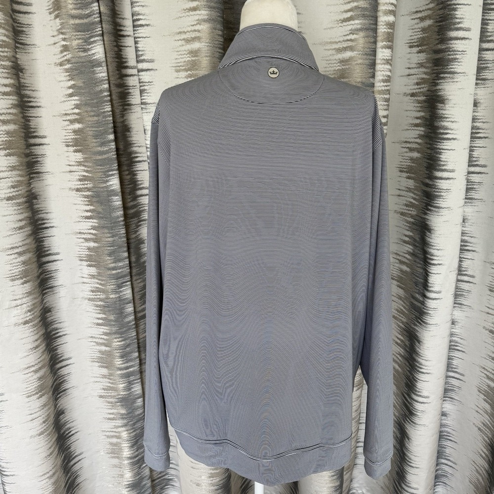 Peter Millar MPS Design Perth Stripe Performance Quarter-Zip Gray White Mens XL - Picture 2 of 9